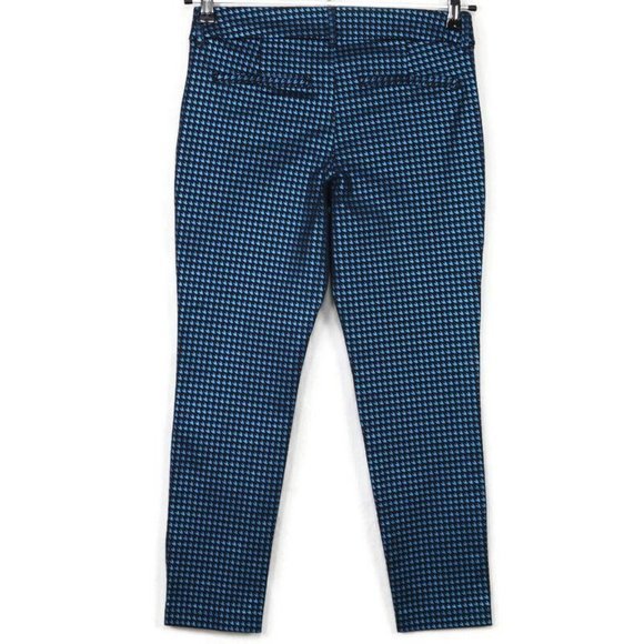 Old Navy Pixie Ankle Pants Black Blue Foil Houndstooth Stretch 4 - Picture 2 of 12